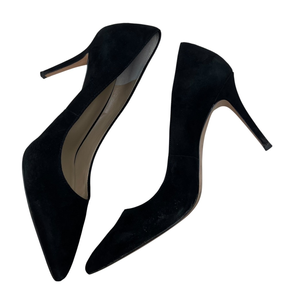 Ann‎ Taylor Black Mila Suede Pointed Toe Pumps SZ 9.5 Office Career Classic - Picture 2 of 7
